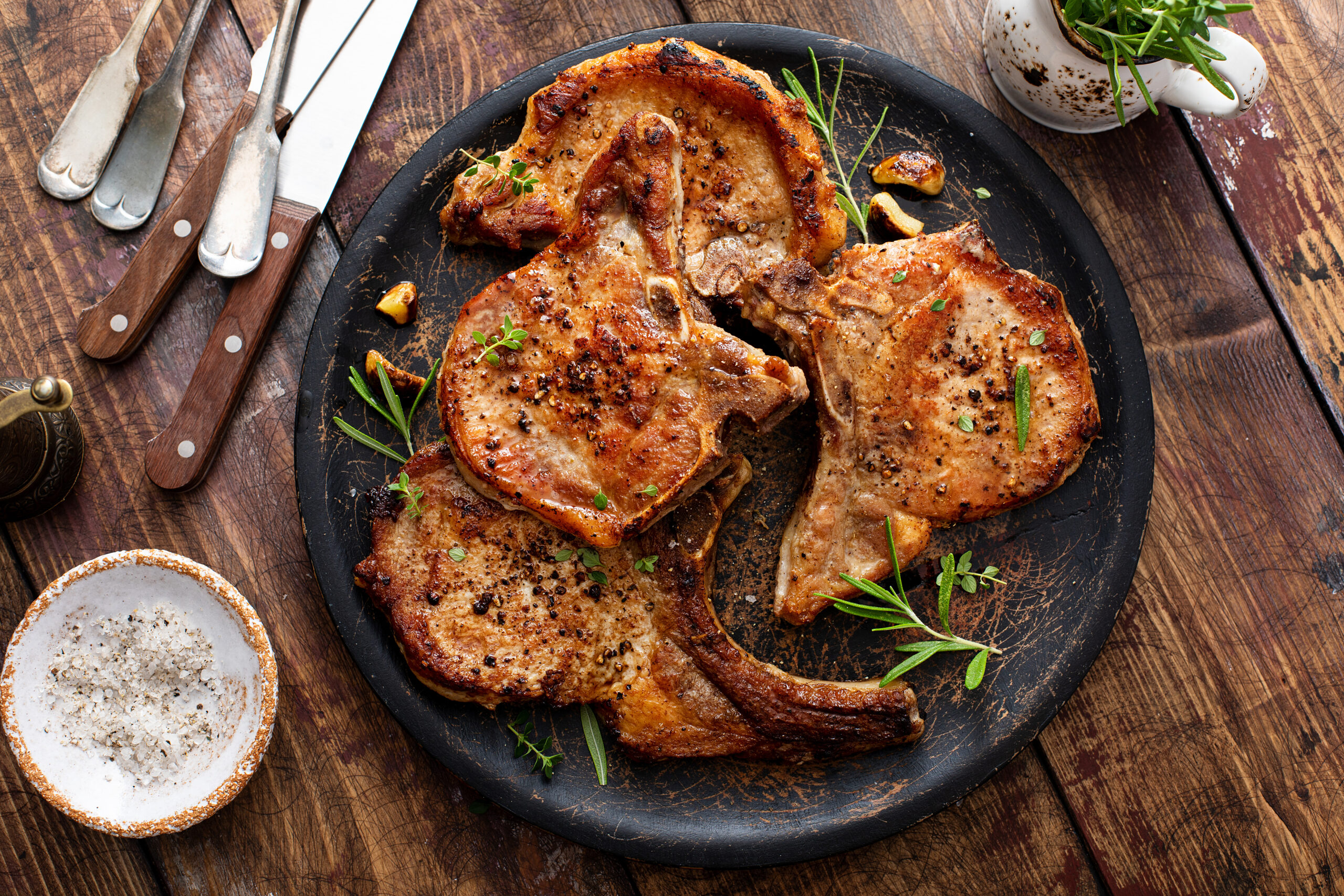 Bone-in Pork Chops with Garlic White Wine Sauce - Oliver's Markets